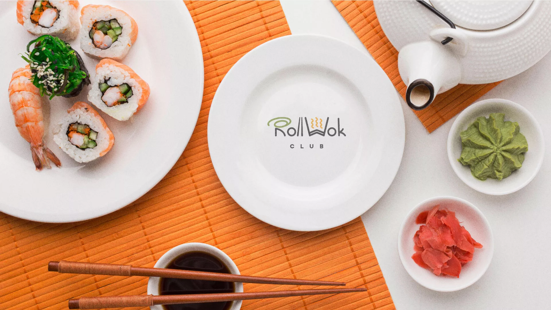 Разработка логотипа и фирменного стиля суши-бара «Roll Wok Club» в Темникове