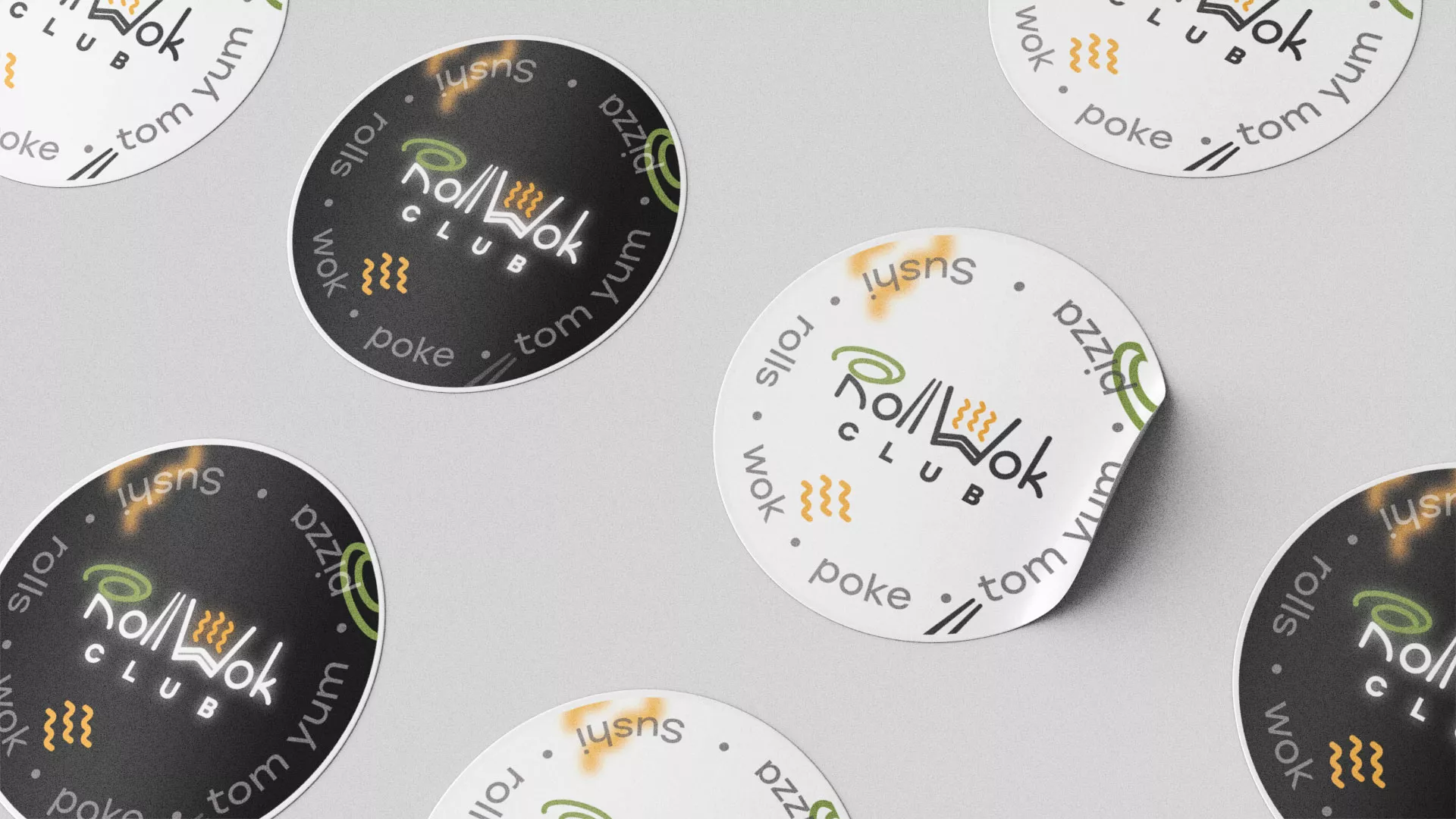 Разработка наклеек для суши-бара «Roll Wok Club» в Темникове