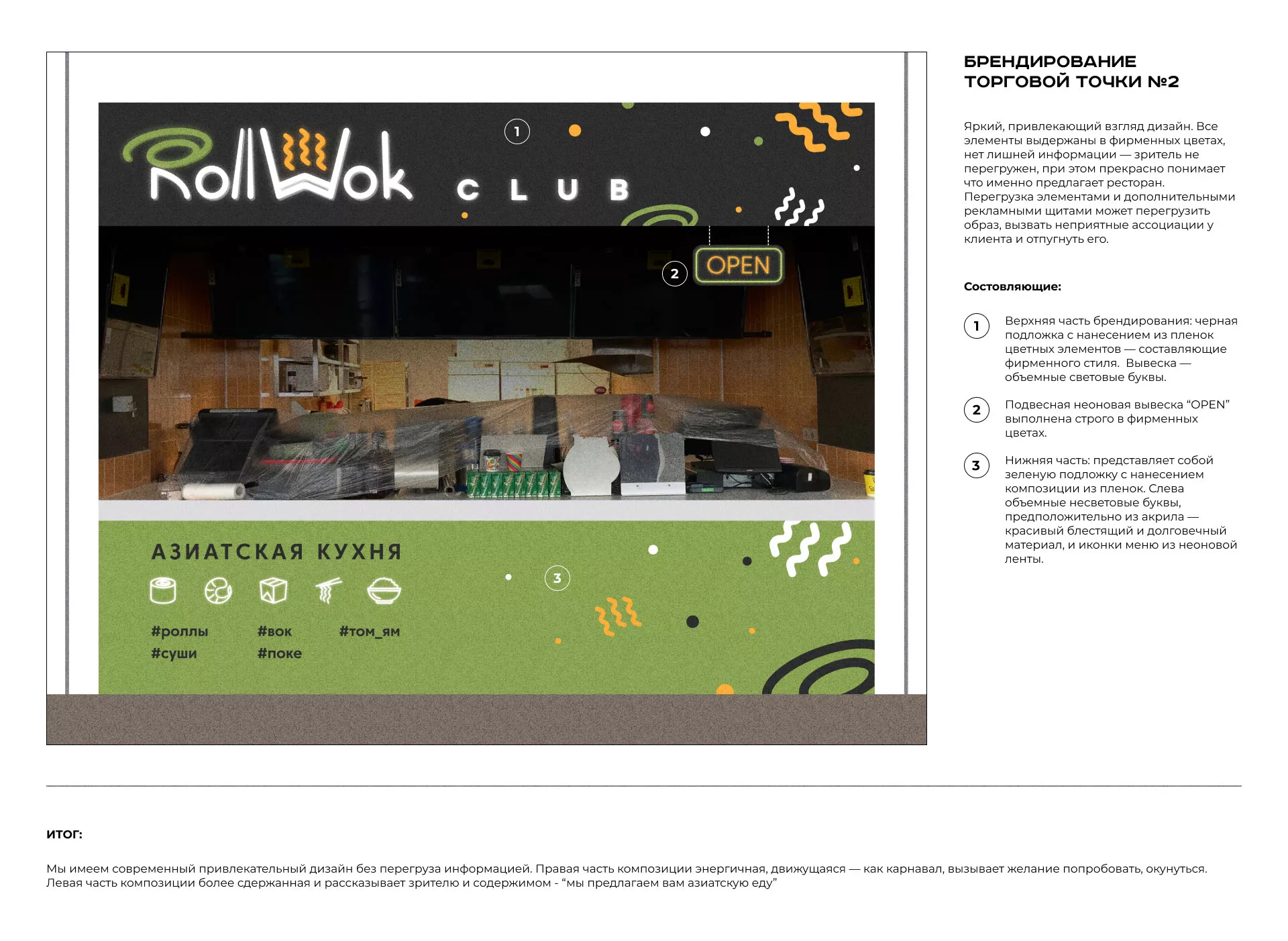 Брендирование торговых точек суши-бара «Roll Wok Club» в Темникове